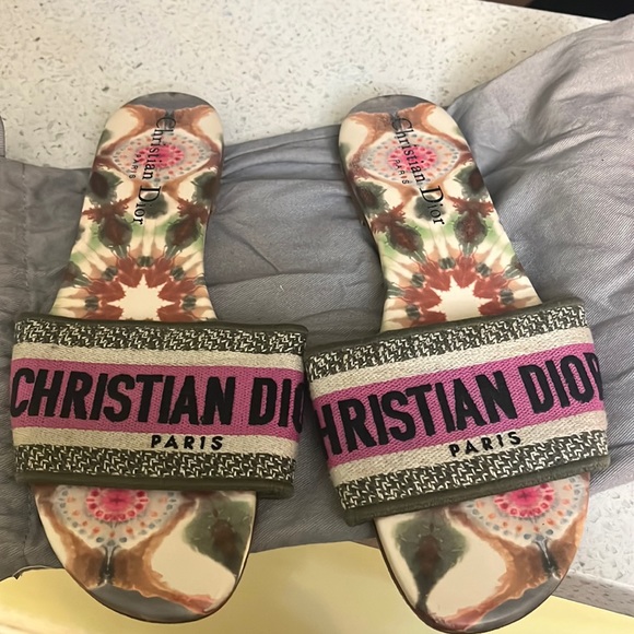 Dior Multicolor Sandals with Pink and Black Accents - Picture 1 of 3